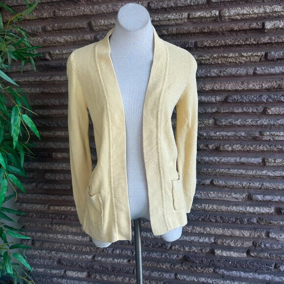Appleseed’s Yellow Seed Stitch Linen Blend Open Cardigan Sweater  Size Small - Picture 7 of 7